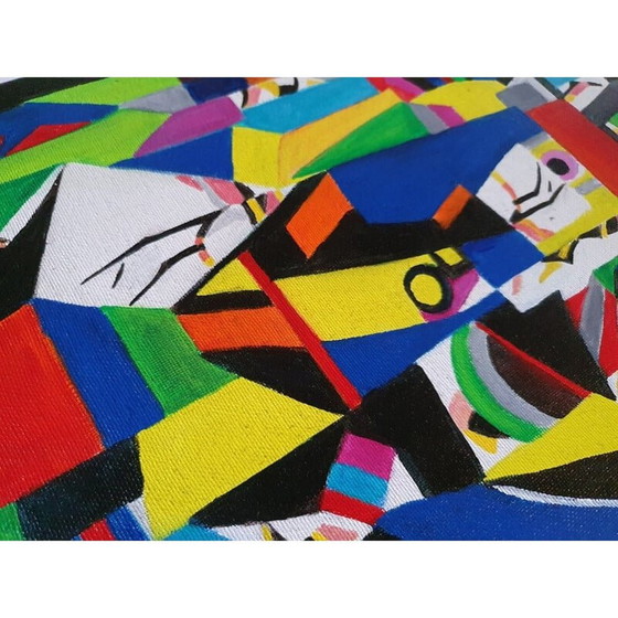 Image 1 of Dipinto acrilico vintage "Geometria" Jocelyne Hoffelt, 2020