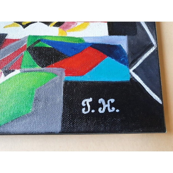 Image 1 of Dipinto acrilico vintage "Geometria" Jocelyne Hoffelt, 2020
