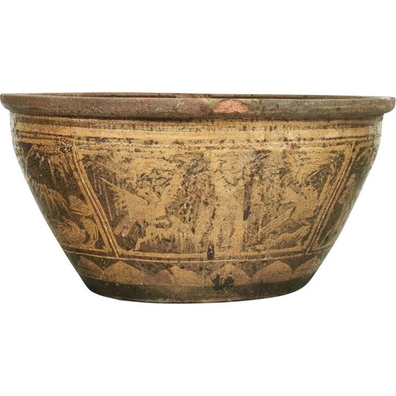 Image 1 of Boccia per pesci ovale d'epoca in pietra decorativa, Cina