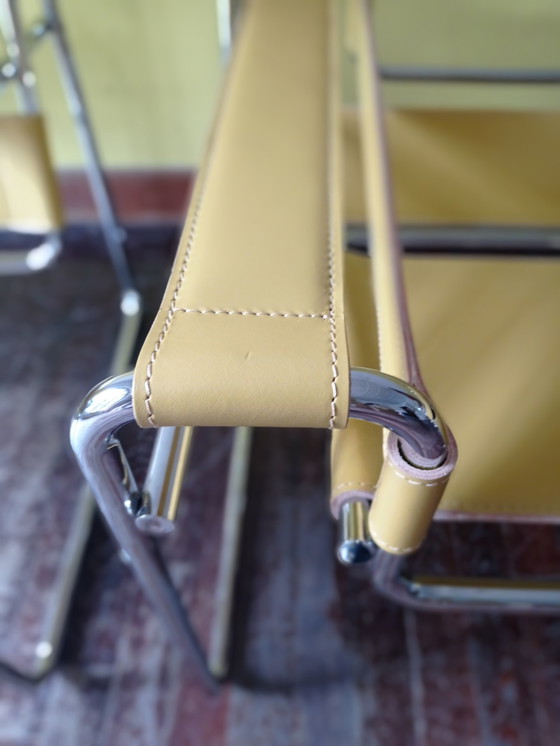 Image 1 of Knoll Wassily B3 2 New-Unused Amber Leather Armchairs By Marcel Breuer