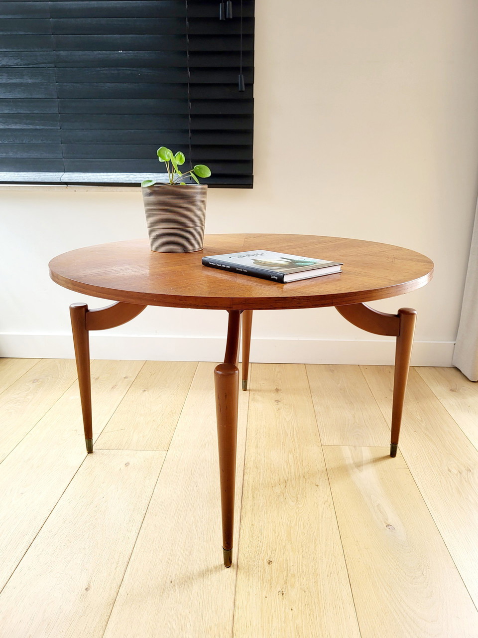 Vintage round wood coffee table sale