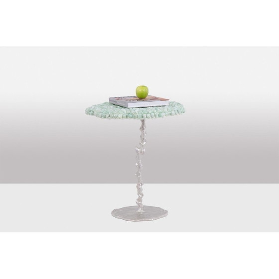 Image 1 of Vintage pedestal table in amazonite and semi-precious stone, France