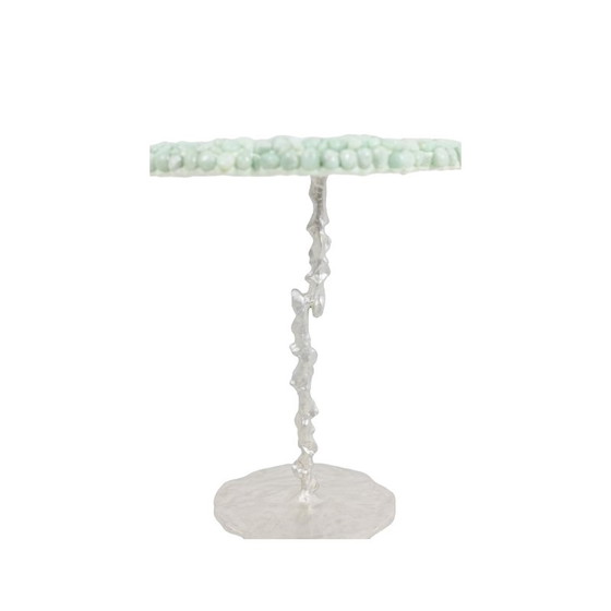 Image 1 of Vintage pedestal table in amazonite and semi-precious stone, France