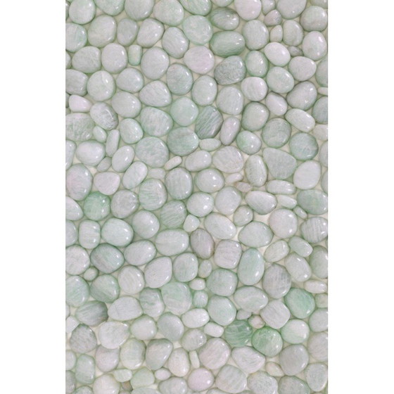 Image 1 of Vintage pedestal table in amazonite and semi-precious stone, France
