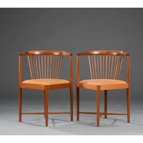 Image 1 of Set of 2 mahogany King of Diamonds chairs by Børge Mogensen for Søborg Møbelfabrik - 1940s