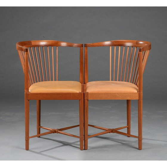 Image 1 of Set of 2 mahogany King of Diamonds chairs by Børge Mogensen for Søborg Møbelfabrik - 1940s