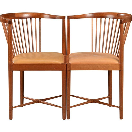 Image 1 of Set of 2 mahogany King of Diamonds chairs by Børge Mogensen for Søborg Møbelfabrik - 1940s