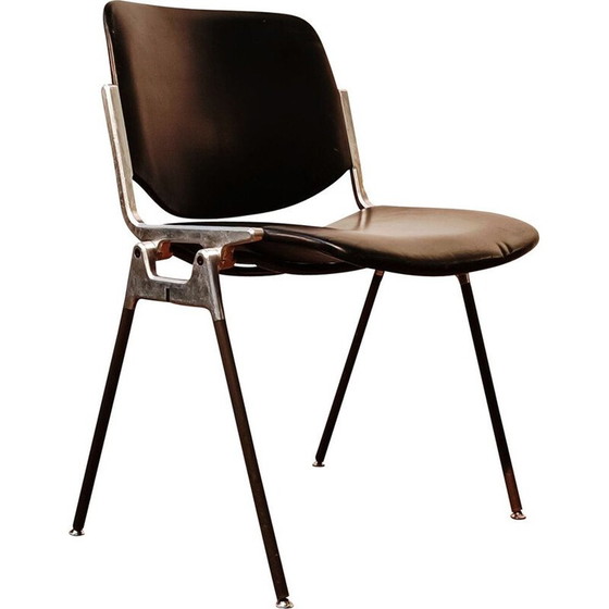 【送料無料】 Vintage leather and aluminum chromed in chair Castelli Jsc ワールドミュージック