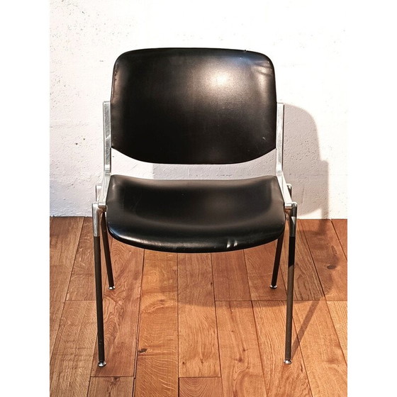 Image 1 of Vintage Jsc Castelli chair in chromed aluminum and leather by Giancarlo Piretti, 1960