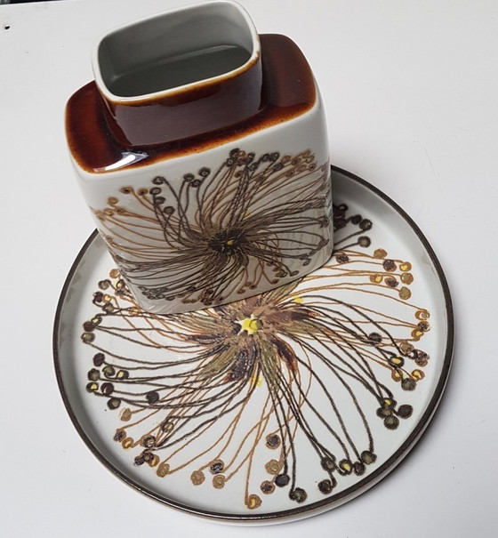 Image 1 of 2X Baca Ceramic Vase And Plate By Malmer Ellen For Royal Copenhagen