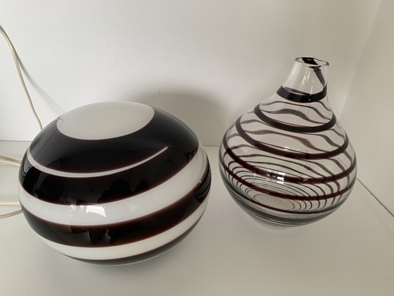 Image 1 of Ilu Di Vetro Table Lamp Model Zebra Black Swirl