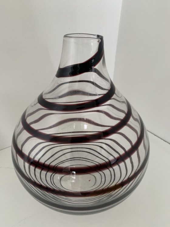 Image 1 of Ilu Di Vetro Table Lamp Model Zebra Black Swirl