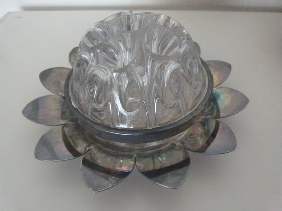 Image 1 of 19-hole molded glass flower holder vase English