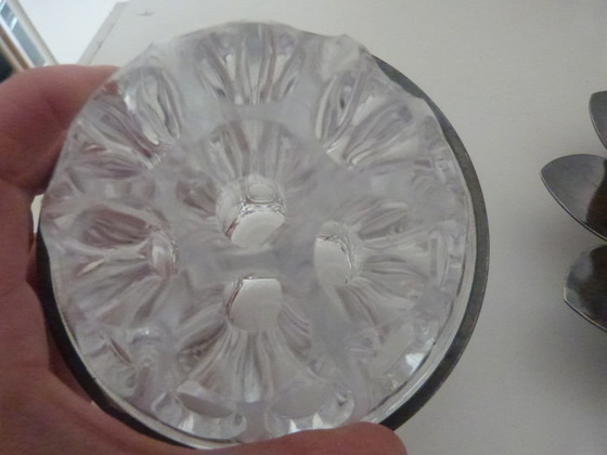 Image 1 of 19-hole molded glass flower holder vase English