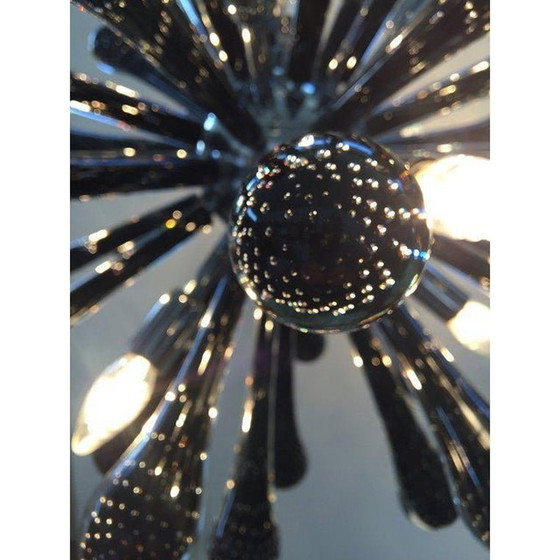 Image 1 of Contemporary Black Murano Glass “Drops” Sputnik Chandelier