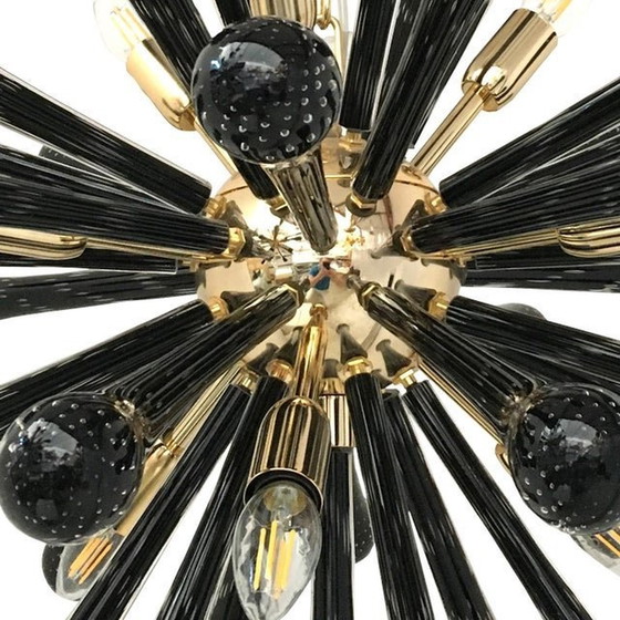 Image 1 of Contemporary Black Murano Glass “Drops” Sputnik Chandelier