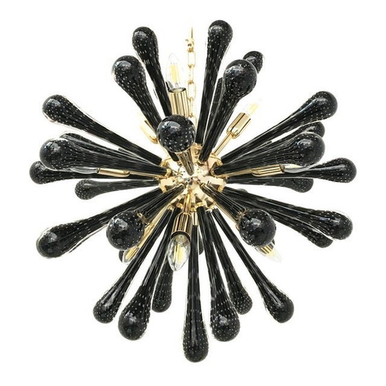 Image 1 of Contemporary Black Murano Glass “Drops” Sputnik Chandelier