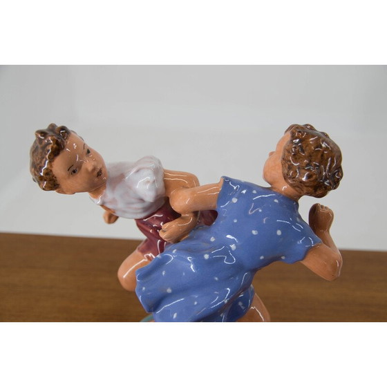 Image 1 of Vintage ceramic sculpture of two children, Czechoslovakia 1940s