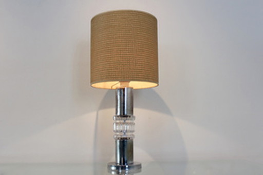 Kosta boda crystal and chrome table lamp