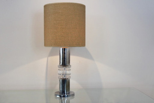 Kosta boda crystal and chrome table lamp