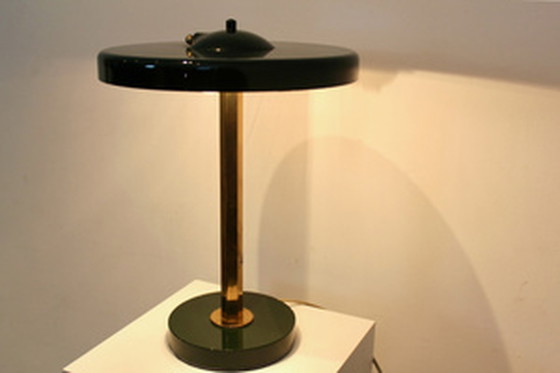 Image 1 of Green and Brass French Table Lamp