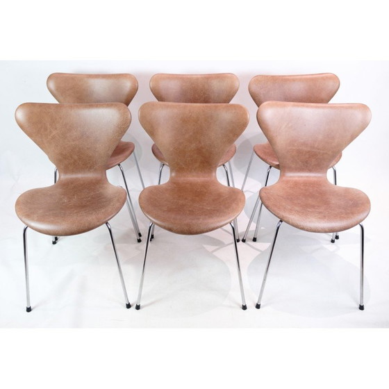 Image 1 of Set of 6 vintage Seven chairs 3107 by Arne Jacobsen for Fritz Hansen