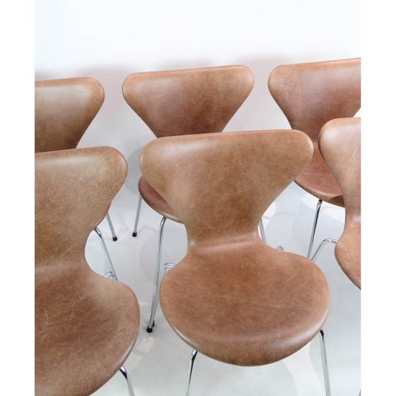 Image 1 of Set of 6 vintage Seven chairs 3107 by Arne Jacobsen for Fritz Hansen