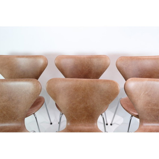 Image 1 of Set of 6 vintage Seven chairs 3107 by Arne Jacobsen for Fritz Hansen