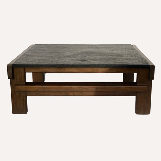 Image 1 of Mid-Century Spanish Brutalist Neo Gothic Oak Bench Side Table Or Console