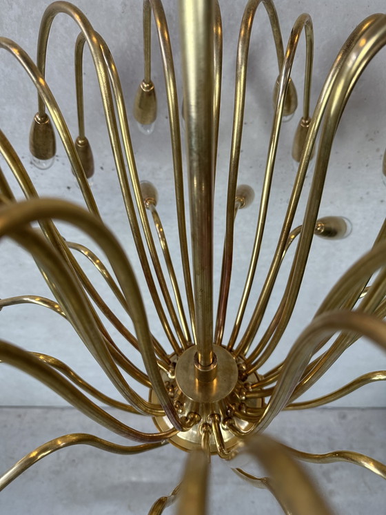 Image 1 of Lampadario Sputnik italiano in ottone d'epoca