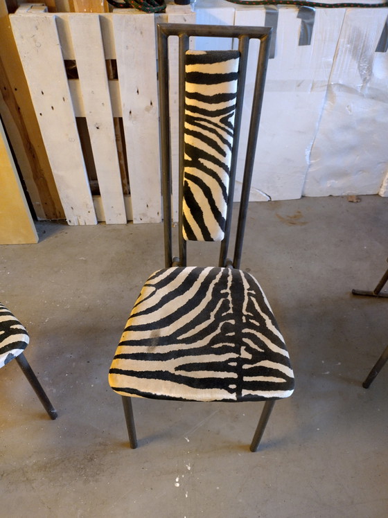 Image 1 of 4x chairs made of tubular steel/ fabric cover