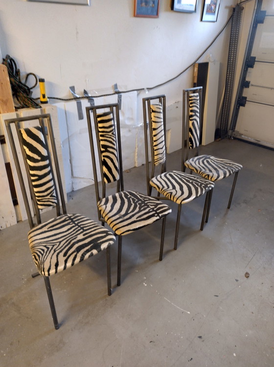 Image 1 of 4x chairs made of tubular steel/ fabric cover