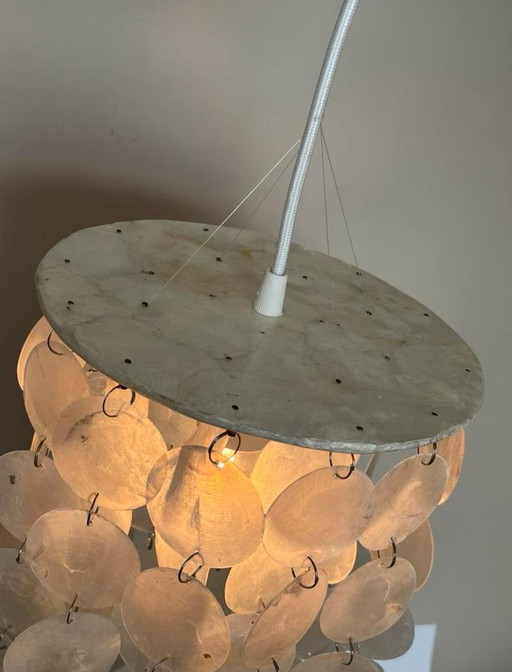 Lot de 2 lampes suspendues en coquillage capiz perle opaline