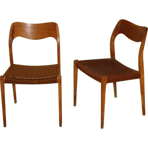 Pair of vintage teak chairs by Niels O Moller for Jl Moller, 1960