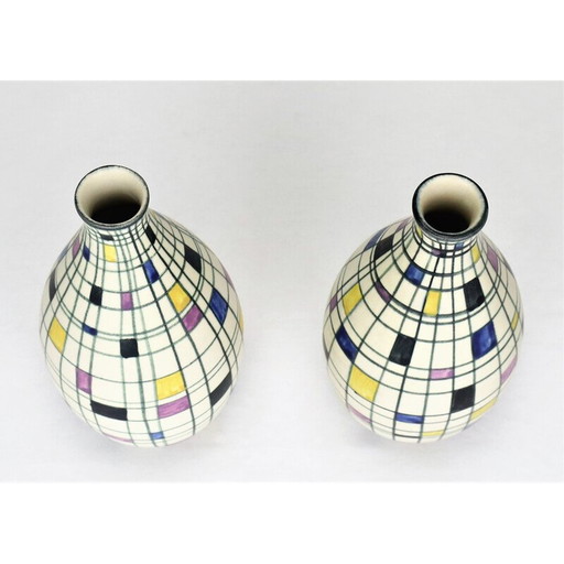 Par de jarrones vintage de Maria Kohler para Villeroy et Boch, Francia, 1950