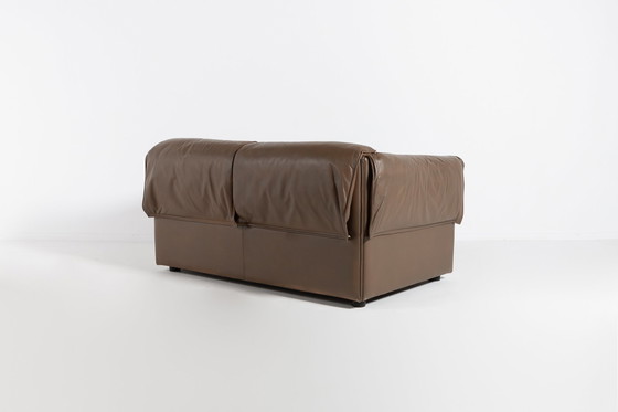 Image 1 of Modern brown leather two seats sofa by Eilersen