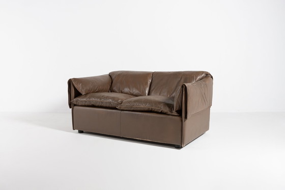 Image 1 of Modern brown leather two seats sofa by Eilersen