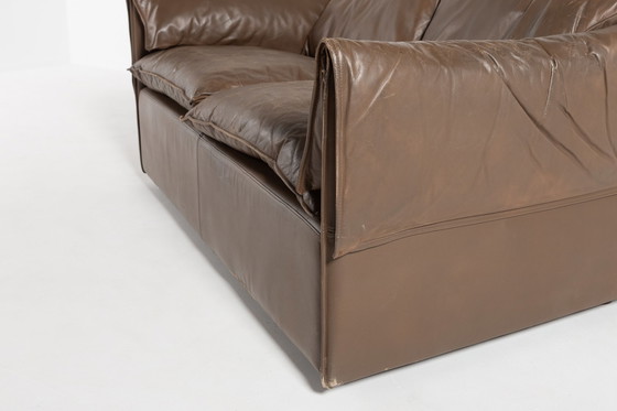 Image 1 of Modern brown leather two seats sofa by Eilersen