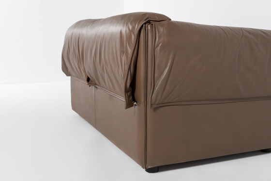 Image 1 of Modern brown leather two seats sofa by Eilersen