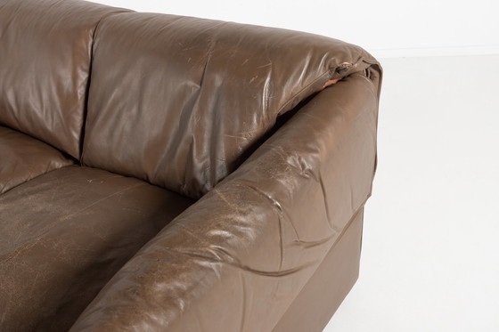 Image 1 of Modern brown leather two seats sofa by Eilersen