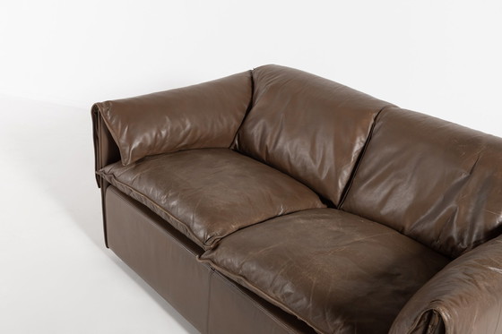 Image 1 of Modern brown leather two seats sofa by Eilersen