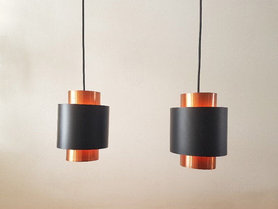 Image 1 of 2X LAMPES SUSPENDUES TUNIKA PAR JO HAMMERBORG POUR FOG & MORUP, 1960