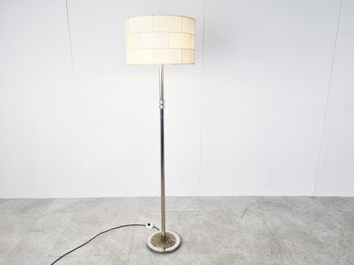 Chrome brutalist floor lamp, 1970s