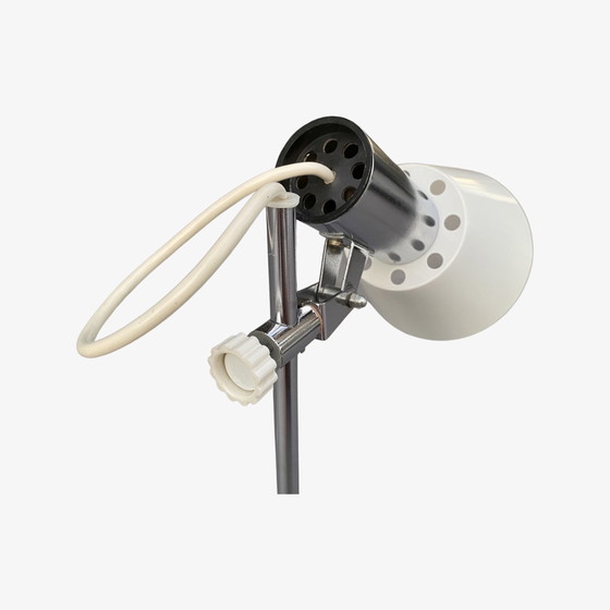 Image 1 of Lampe de bureau vintage en métal blanc/chrome