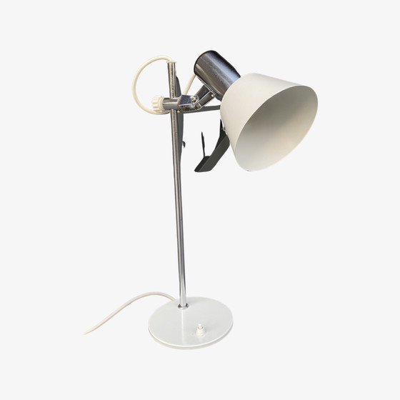 Image 1 of Lampe de bureau vintage en métal blanc/chrome
