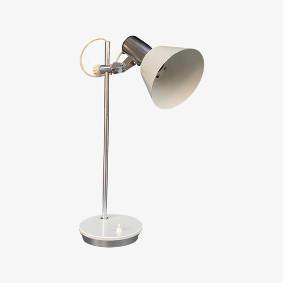 Image 1 of Lampe de bureau vintage en métal blanc/chrome