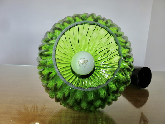 Image 1 of Hanging lamp "Targetti Sankey" Italy In Green Blown Glass From the 70's