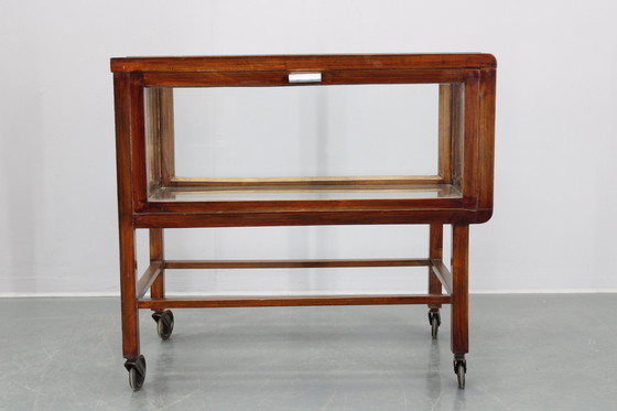 Image 1 of Antique Glass Cabinet On Wheels