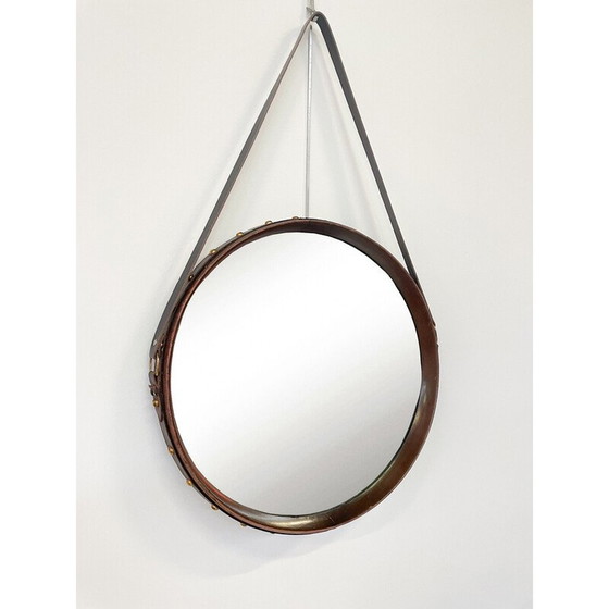 Image 1 of Mid-century Italian leather mirror, 1950s