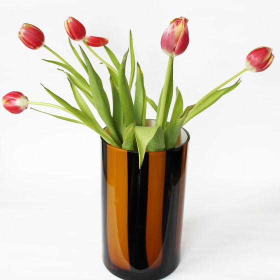 Image 1 of Vaso in vetro vintage a strisce